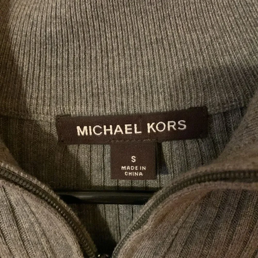 Michael Kors Resort 1 Ash Melange Sweater Mens Size S Knit 1/4 Zip Pullover